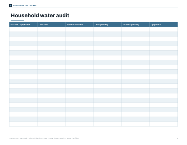 Preview of Printable Water Audit Sheet